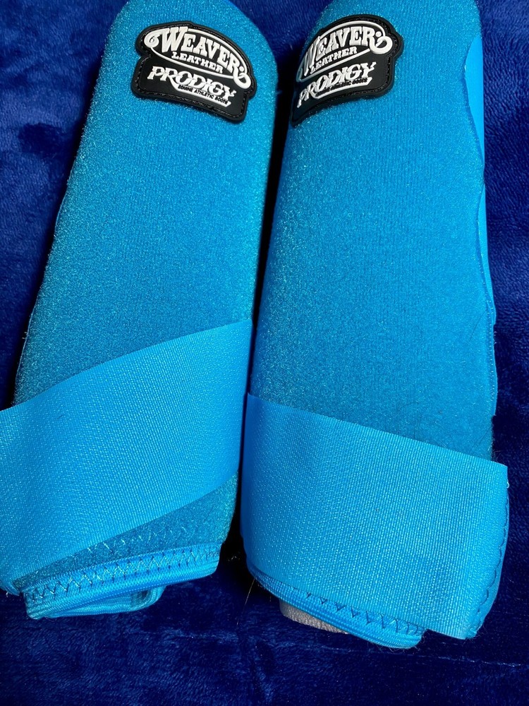 Weaver Leather Prodigy Medium Horse Front Boots Turquoise blue