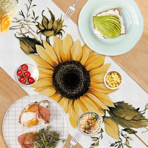 Table Runner 13 x 72 Inch for Dining Table,Fall Table Runner Sunflower