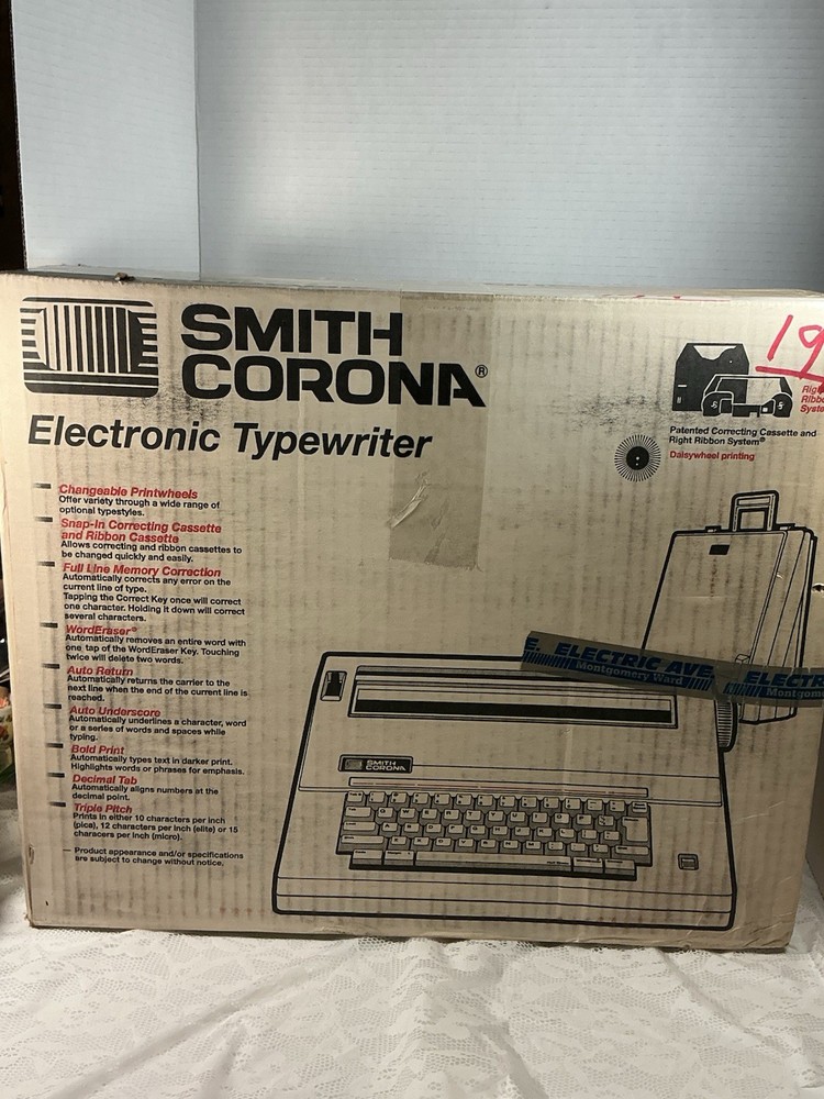 Smith Corona Mark 100 Electronic Typewriter w/ Box Snap-In Correcting Cassette