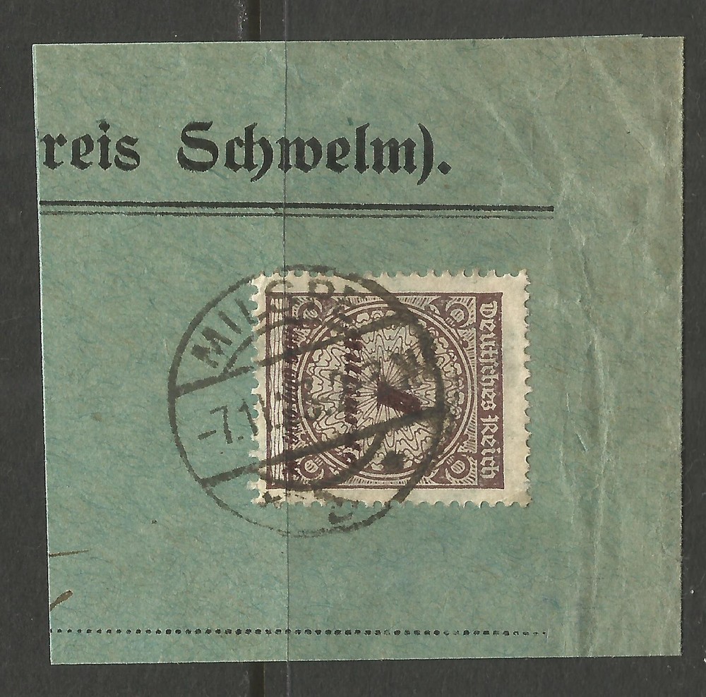✨OSBURGH – GERMANY. 1923. MILSPE POSTMARK ON PIECE.