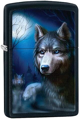 Zippo Lighter- Personalized Message Wolf WolvesZippo Lighter Black Matte Z432