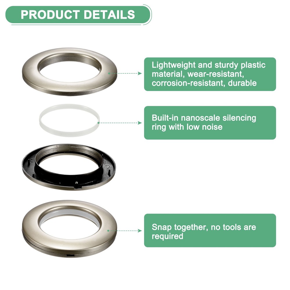 50-Pack Curtain Grommets 1-9/16" Inner Diameter Plastic Ring [Coffee]