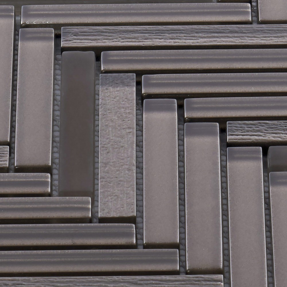 Brown Cold Spray Crystal Glass Herringbone Mosaic Tile Kitchen Wall Backsplash