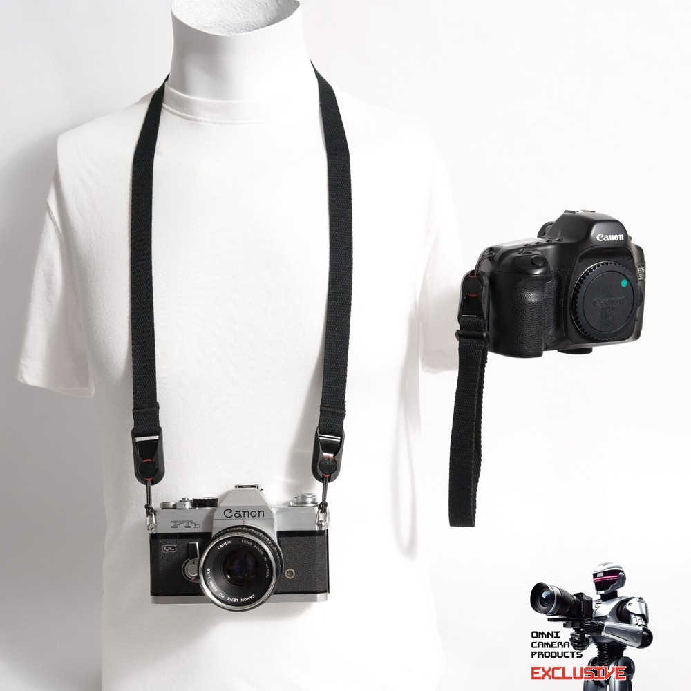 Black Canvas 40" Camera Strap & Wrist Strap COMBO w/ Peak Design Anchors