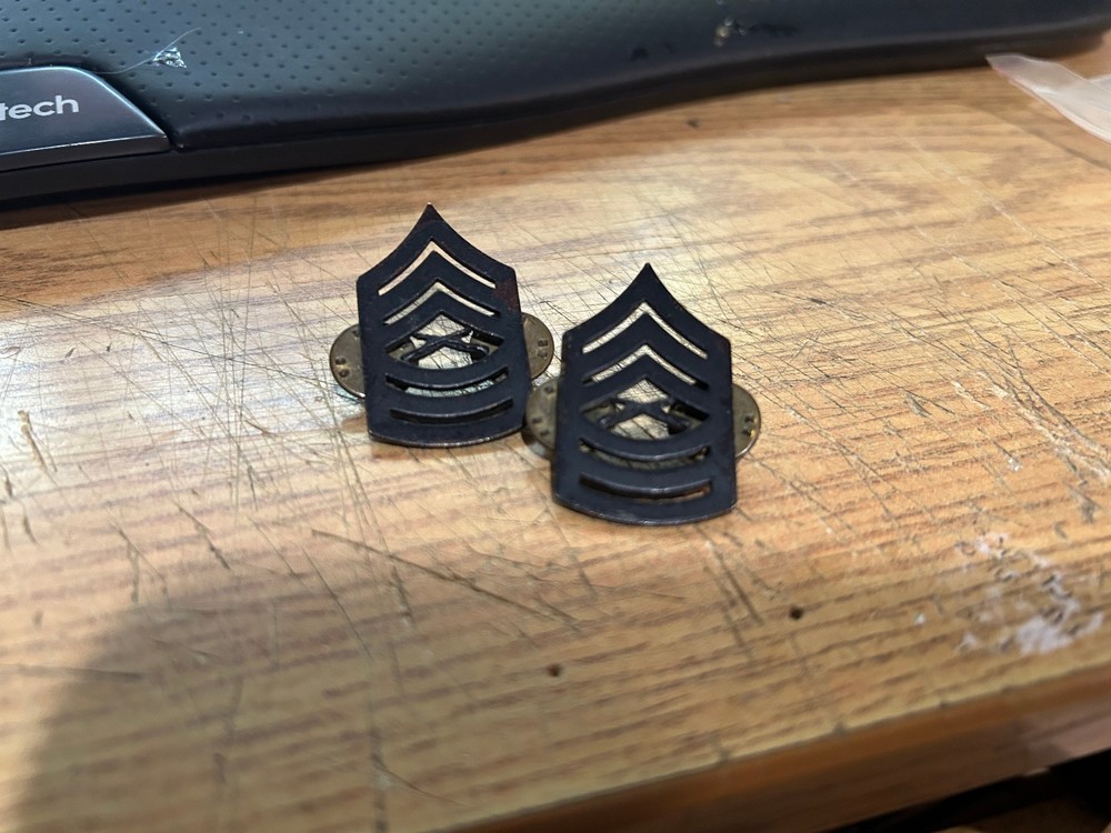 USMC Marine Corps Master Sergeant E8 Metal Collar Rank Chevrons