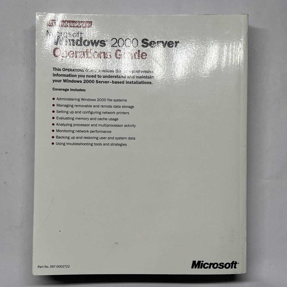 Microsoft Windows 2000 Server Operations Guide IT Professional PAPERBACK VG