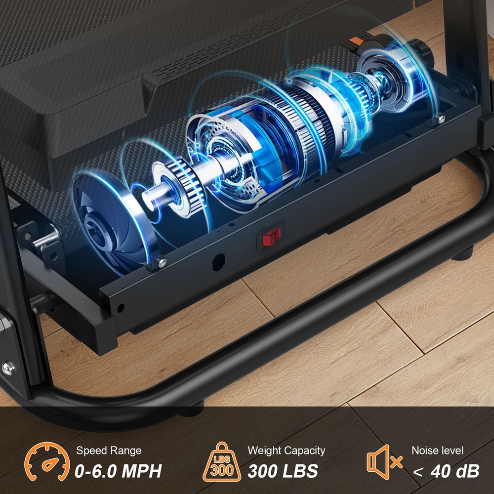 Foldable Under-Desk Treadmill for Home Use, Remote-Controlled with LED Display