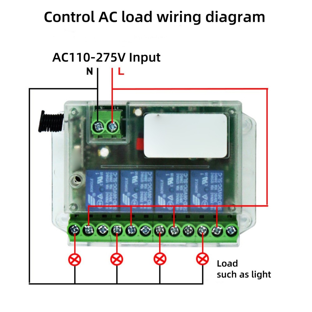 433mhz 4 Channels Remote Control Switch ON/OFF Relay Module Universal