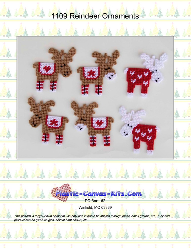 Reindeer Christmas Ornaments-Plastic Canvas Pattern or Kit