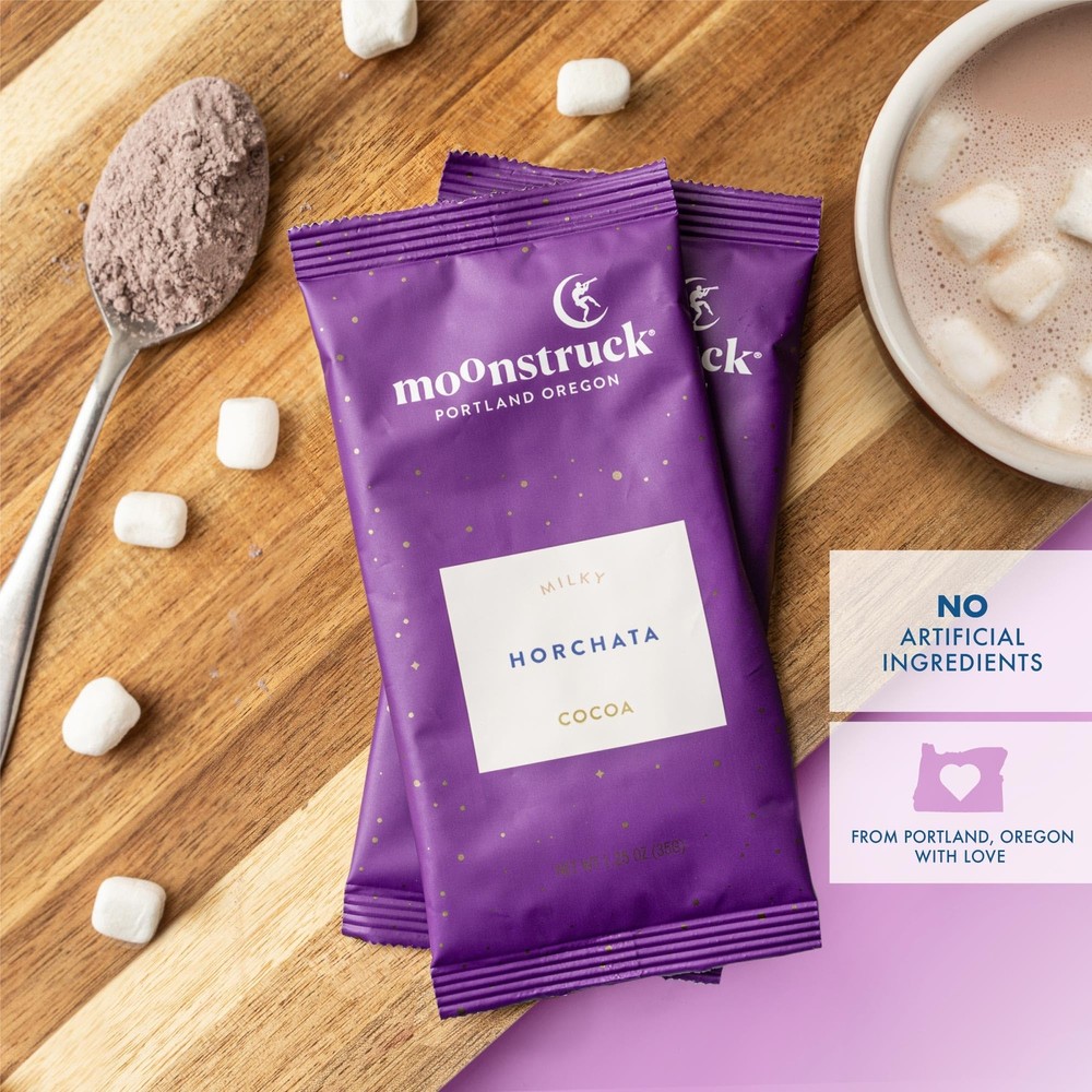 Moonstruck Chocolate Single Serve Horchata Hot Chocolate Packets 8 Count Pack...