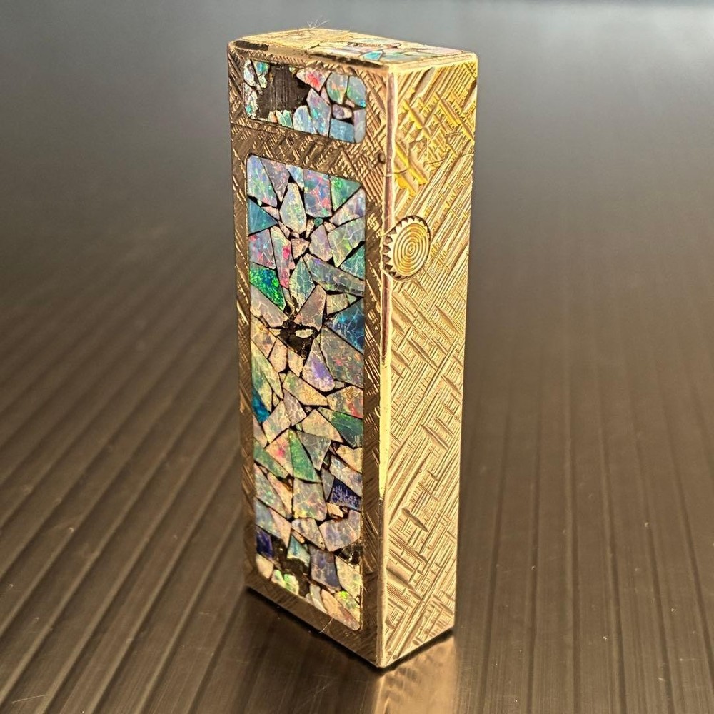 Dunhill Lighter Gold Wav Opal Pattern Working Condition