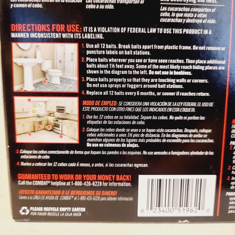 Combat Max Defense System Brand 12 Roach Killing Bait Stations + 1 Gel Syringe