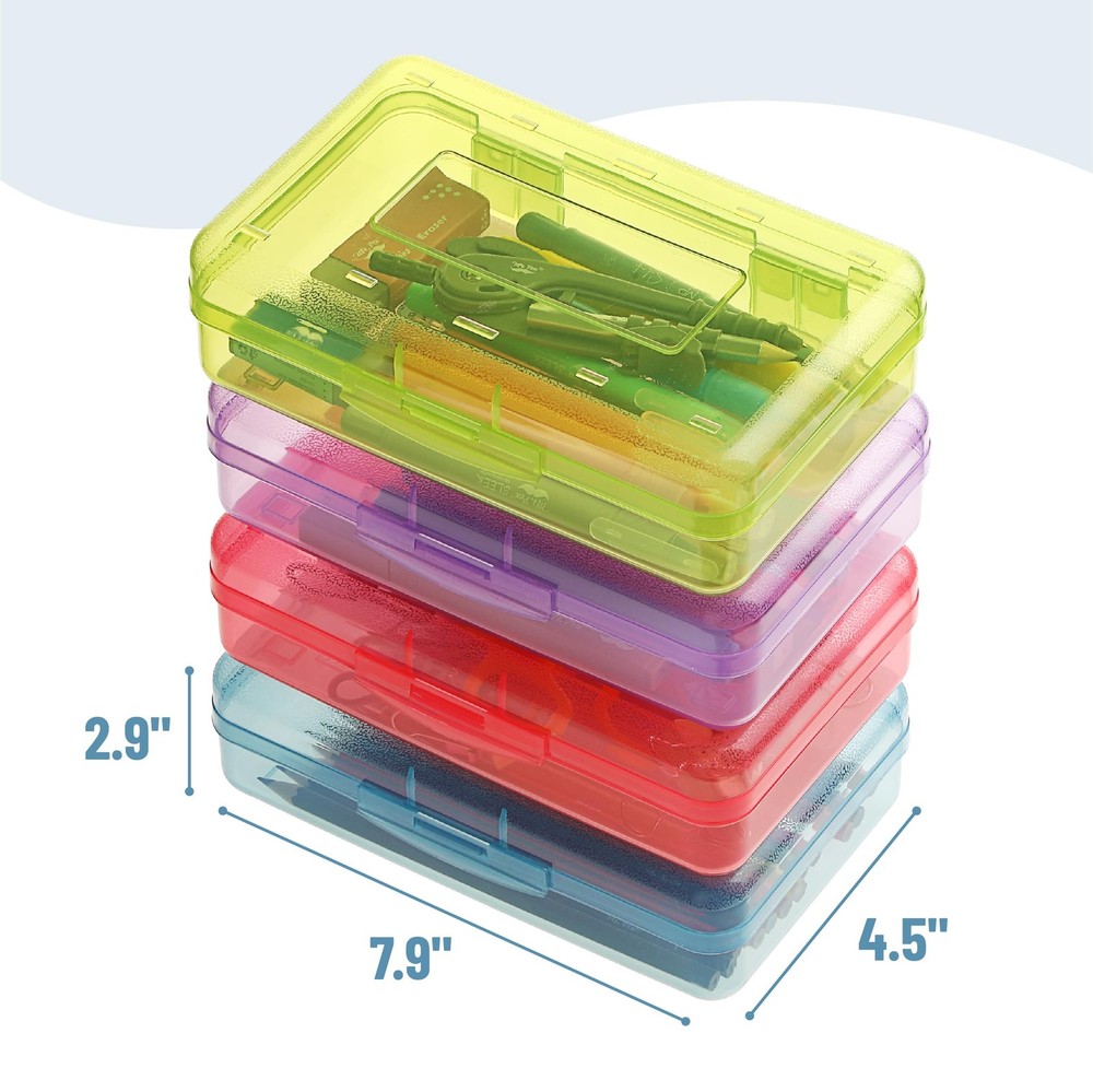 Mr. Pen 24-Pack Pencil Box Bulk Assorted Colors Durable Plastic Storage Case