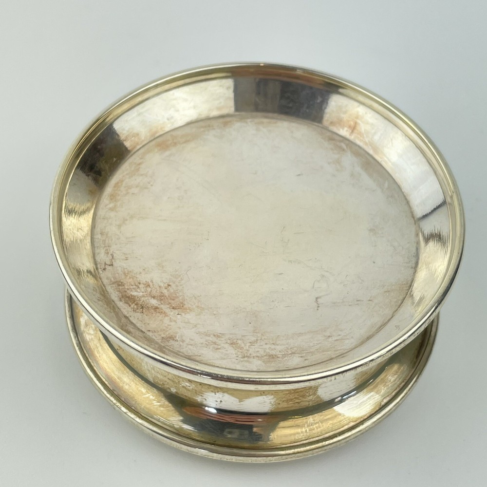 Antique Solid Silver Round Trinket Box Herbert Scott Murdoch 1918 6.8cm