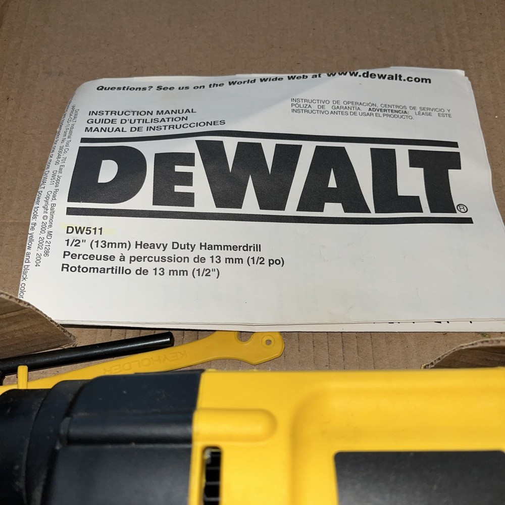 DEWALT DW511 Corded 1/2in Variable Speed Reversible Hammer Drill