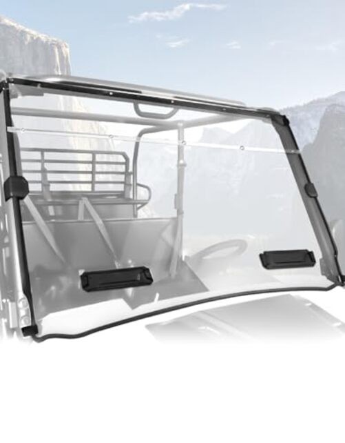 Front Full Windshield for Kawasaki Mule Pro, Clear 1/5" Vented Full Windshield
