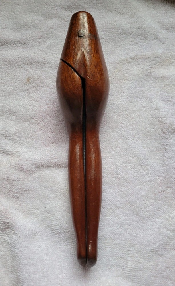 Vtg Solid Wood Nutcracker Lady Legs Hand Carved