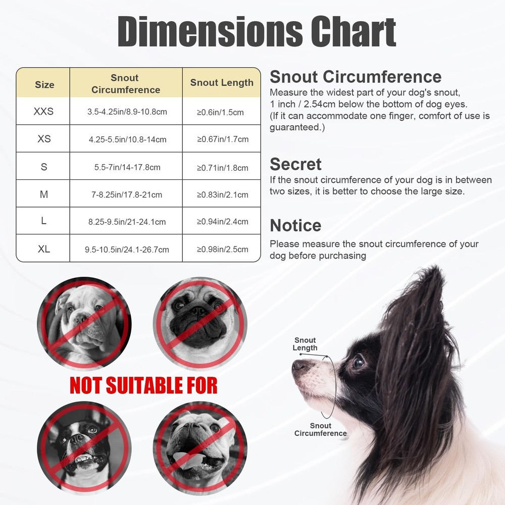 PEUTIER Short Snout Dog Muzzle, Muzzle for Small and Medium 5.5-7, black