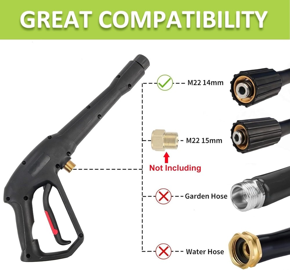 Compatible Brass Trigger Handle for 3300 PSI Power Washers – M22 Fittings