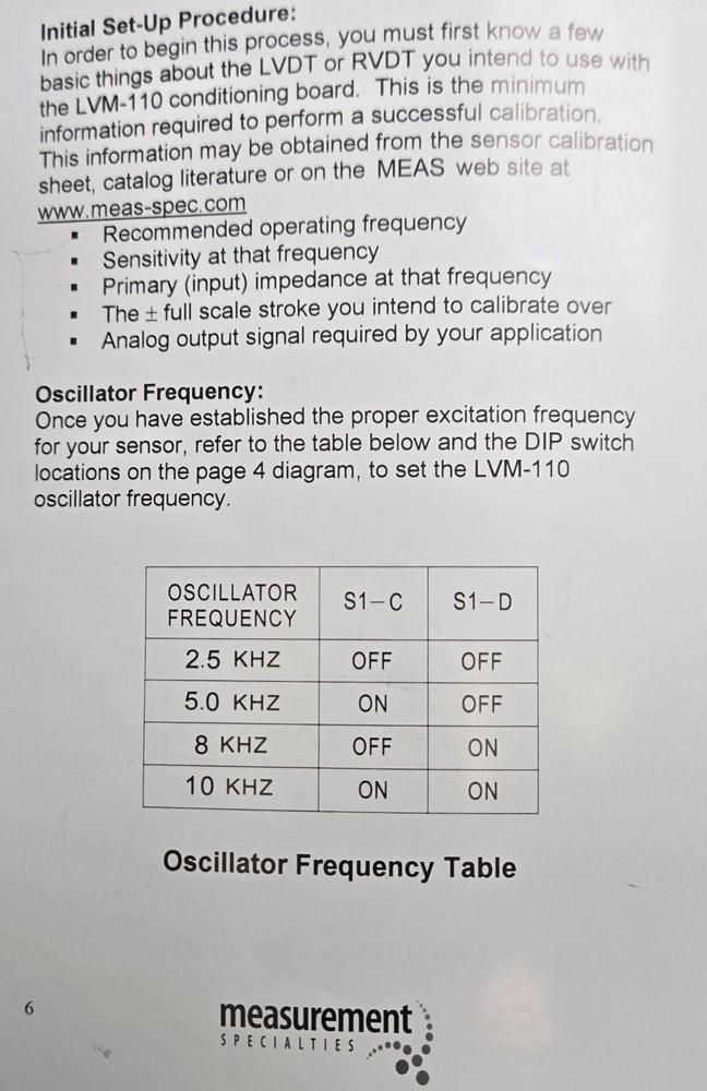 LVDT Signal Conditioning Module