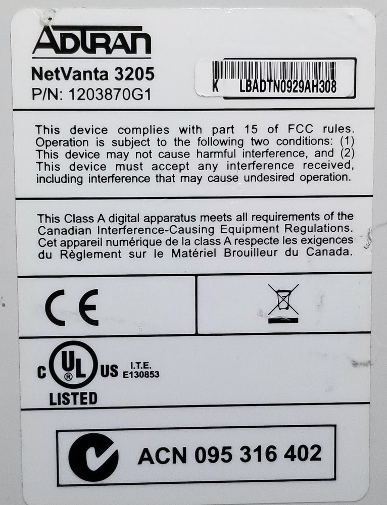 ADTRAN NETVANTA 3205 Modular Access Ethernet Router