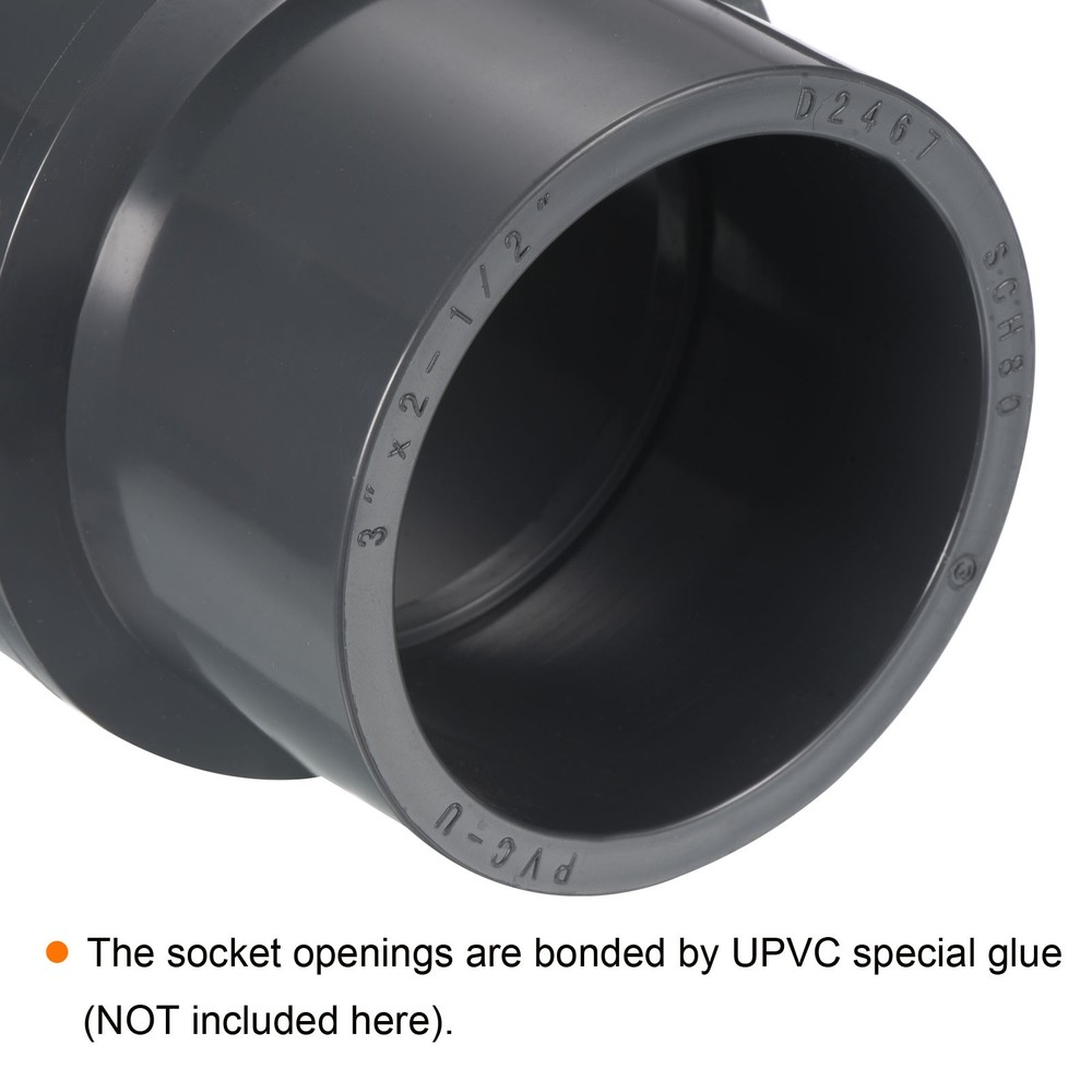 UPVC Hose Reducer Fitting 3"x 2-1/2" Program Socket 80 Straight Coupling