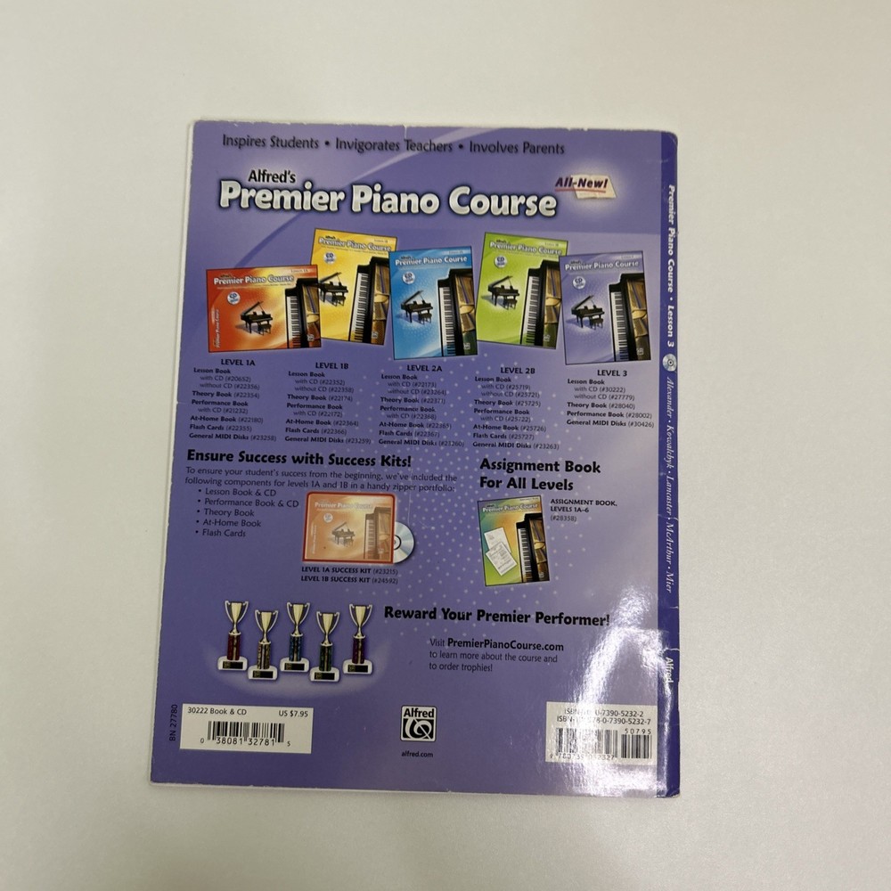 Alfred's Premier Piano Course Lesson 3 Includes CD