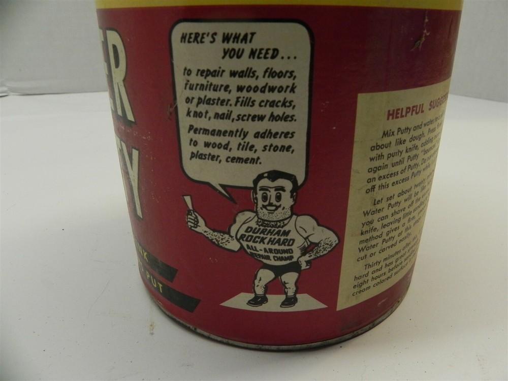 DURHAM'S ROCK HARD WATER PUTTY 4 POUND CAN EMPTY INCLUDES LID