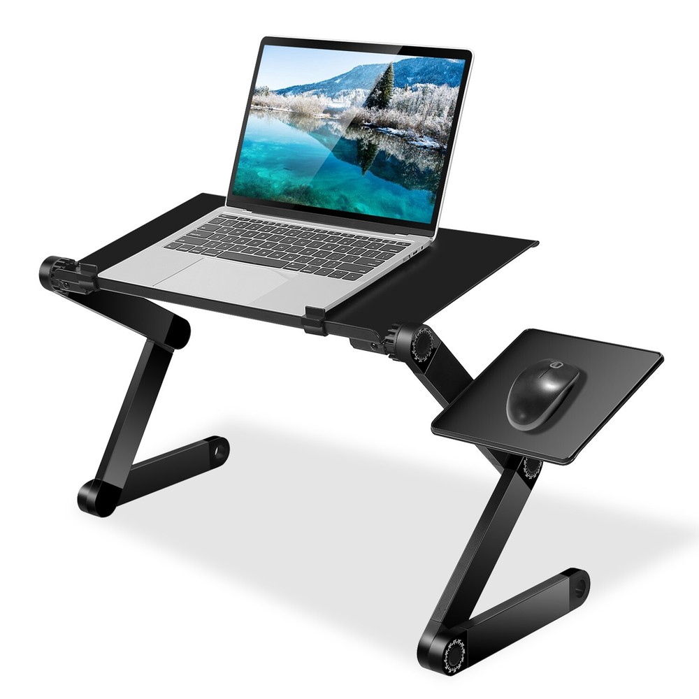Folding Laptop Table Computer Desk Stand Bed Sofa w/Mouse Pad Adjustable Legs