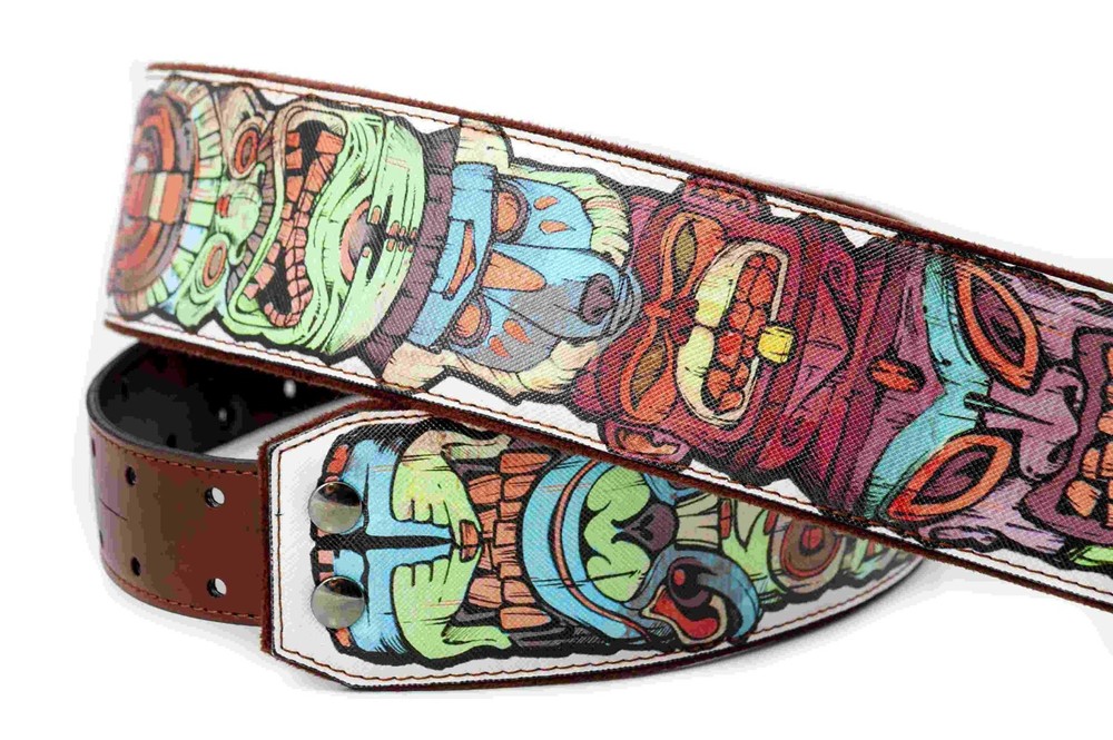 RightOn! Tiki Design Guitar Strap; White