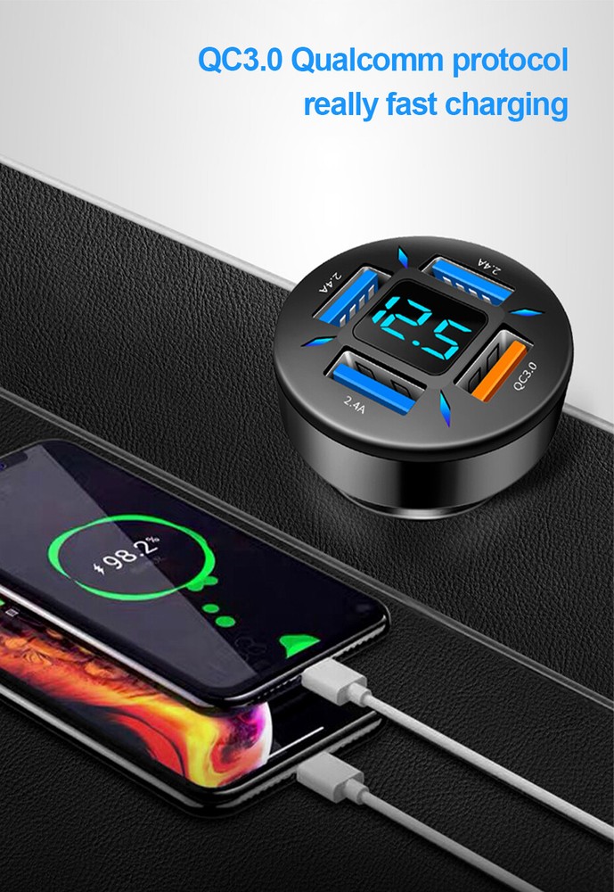 Car Charger Fast Charging Adapter Cigarette Lighter Socket Splitter For Iphone