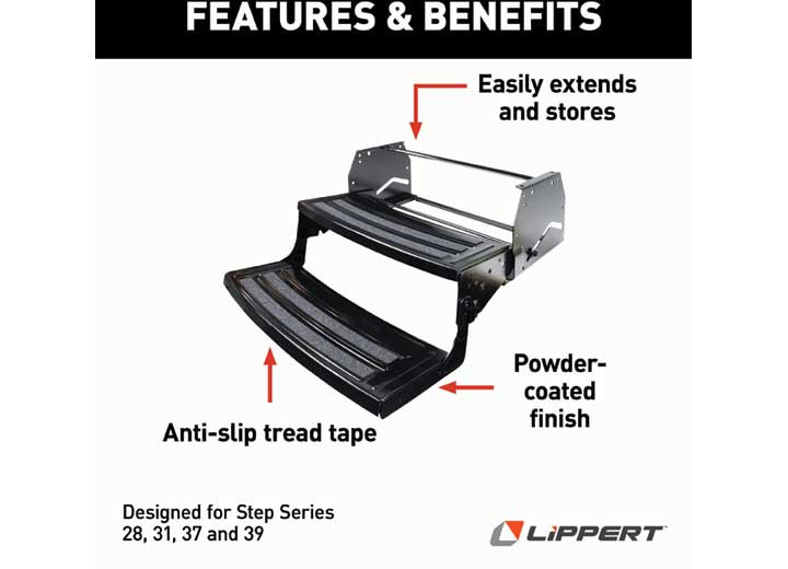 Lippert 432682 Radius Manual RV Step - 24" Wide Double 8" Step