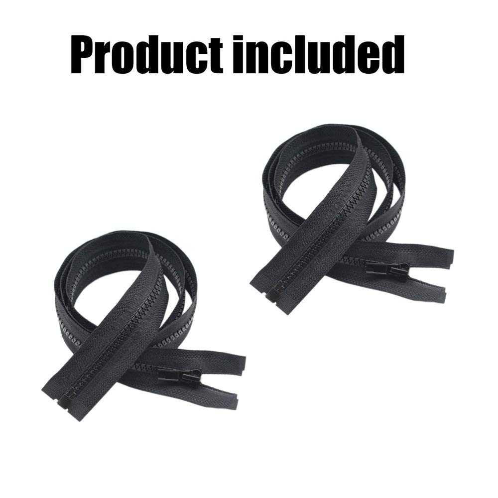 28" Black Jacket Zippers 2PCS Separating Molded Plastic for Sewing