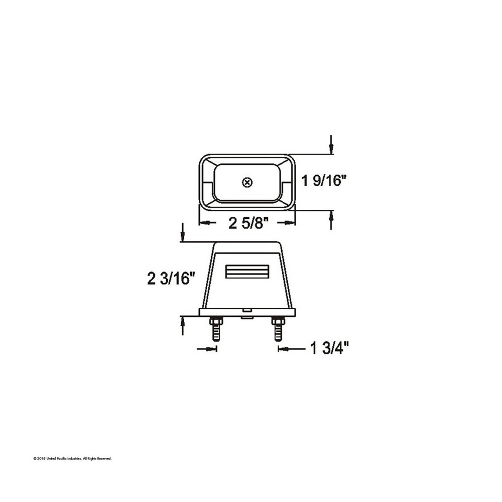 United Pacific 33138 Gray Rectangular License Tag Light Mount