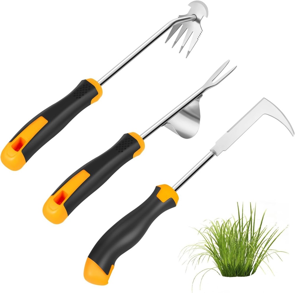 Garden Uprooting Weeding Tools - 3 Pack Hand Held Weeder Puller Tool Set, Rubber