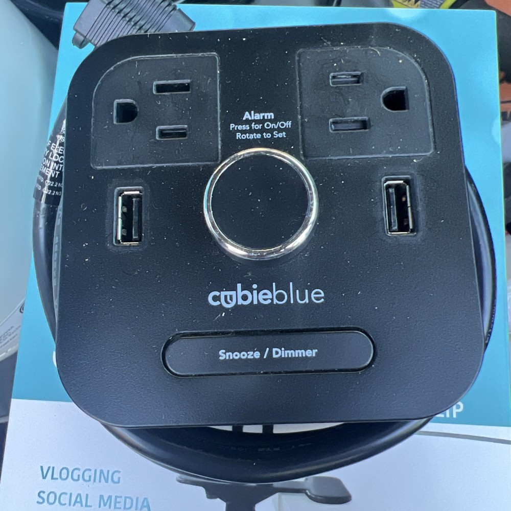 Cubie Blue Charging Alarm Clock with Bluetooth Speaker