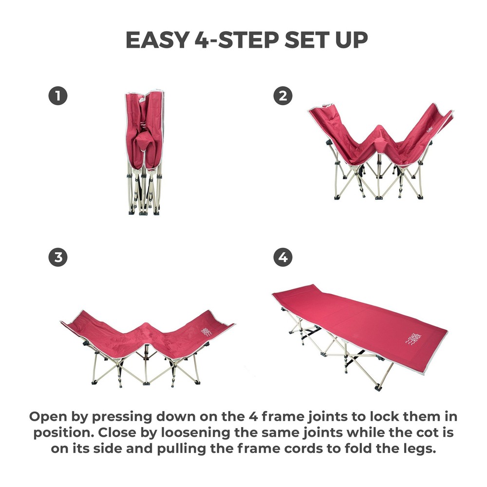 Osage River Folding Camping Cot with Carry Bag, Red