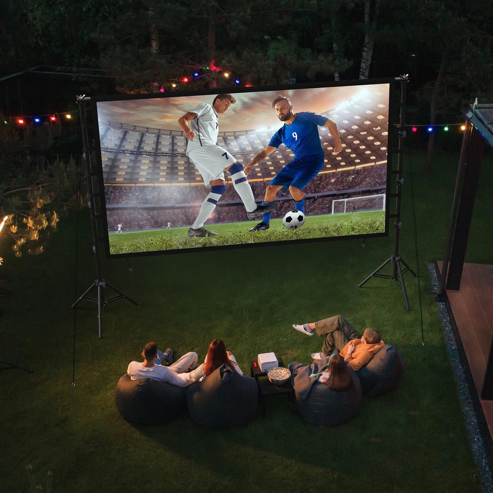 Outdoor Projector Screen with Stand: 150 inch Projector Screen Portable, Indo...