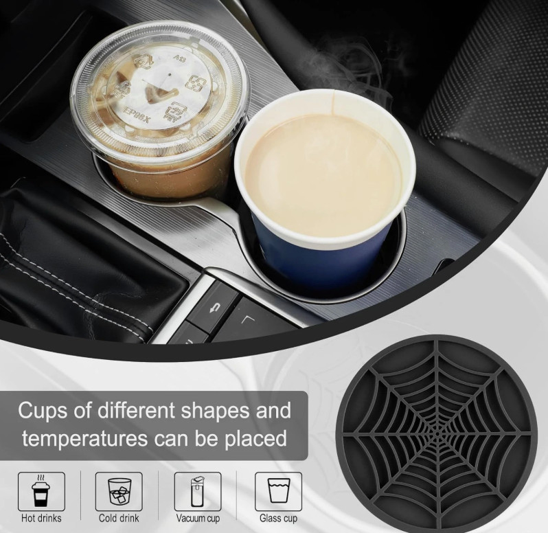 4PCS Car Cup Holder Coasters - Spider Web Non-Slip Silicone