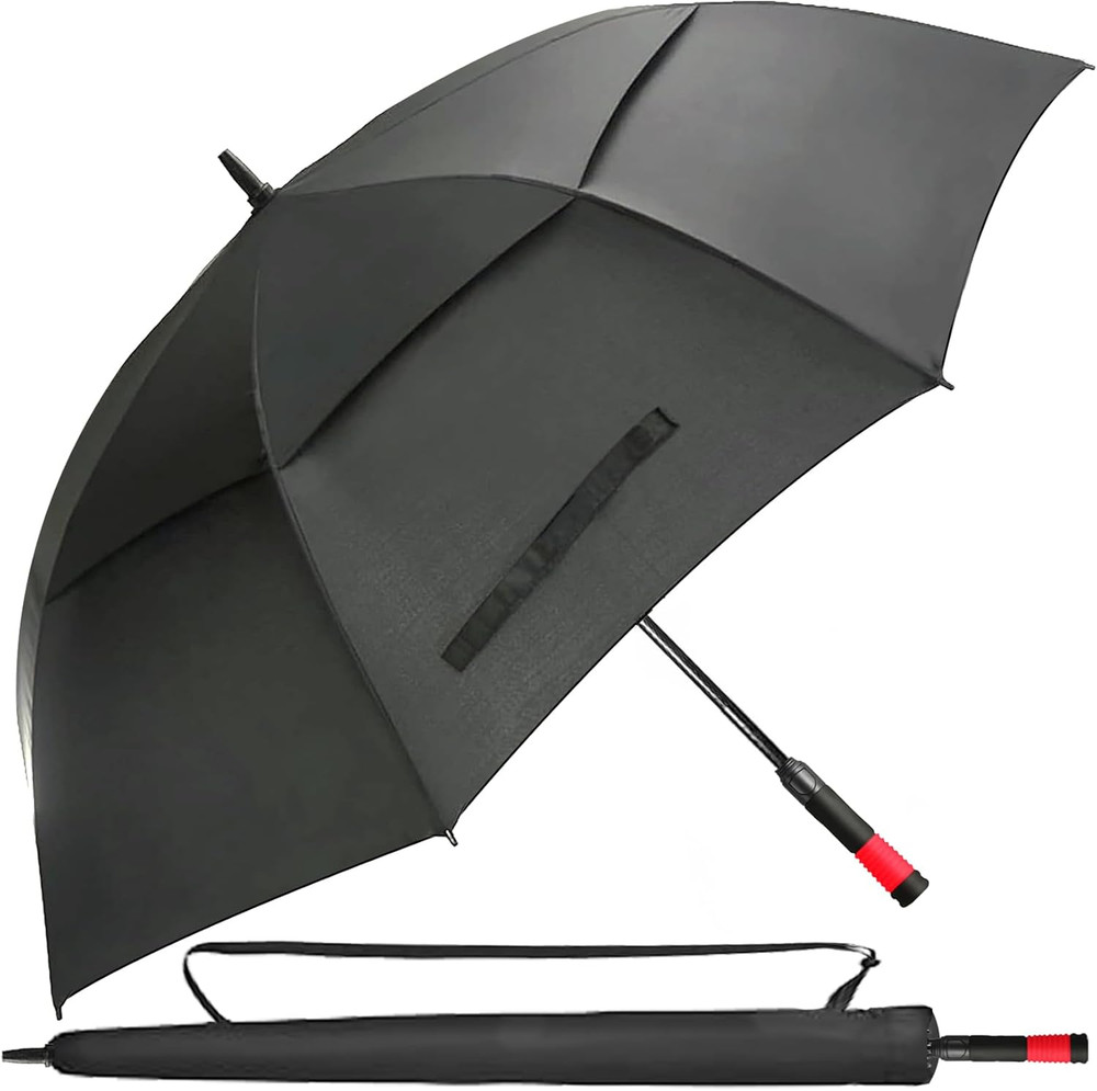 Large 62/68/72 Inch Automatic Open Golf Umbrella, Double Canopy, Windproof