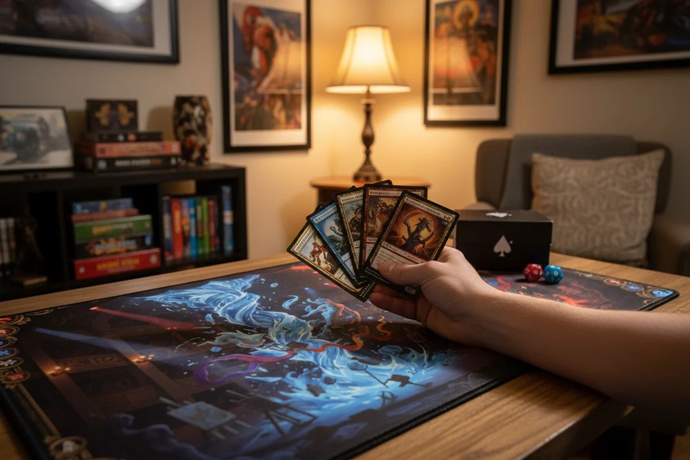 The Elemental Duel — Fire vs Ice TCG Playmat