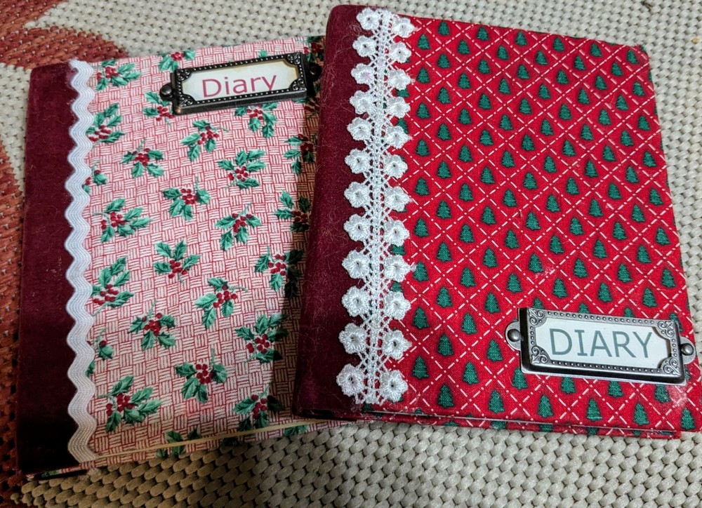 Fabric Covered Christmas Themed Diary's