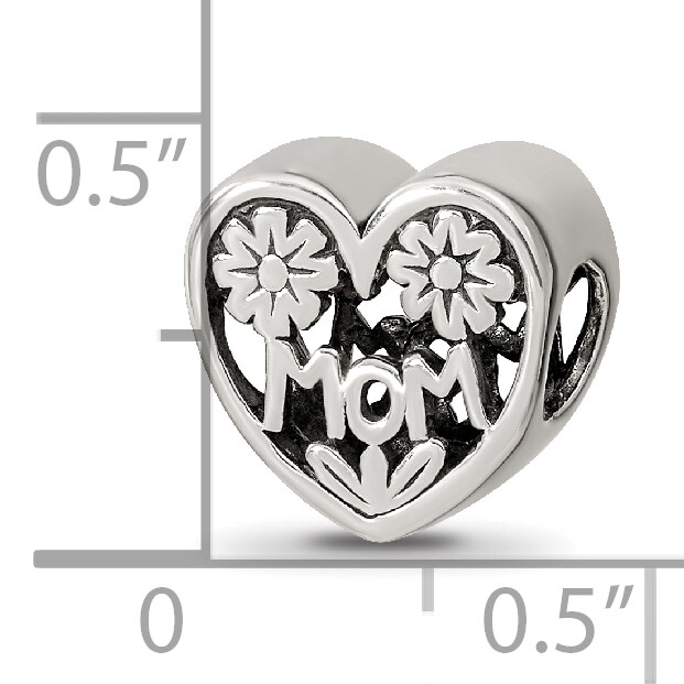 Silver Reflections Mom Heart Bead QRS2450