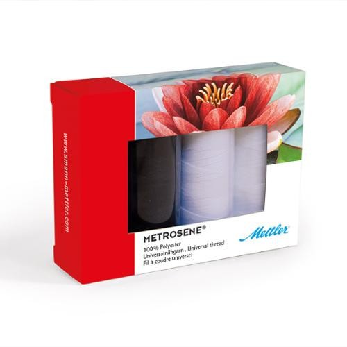 Metrosene Thread BLACK WHITE 4 spools 164 yds