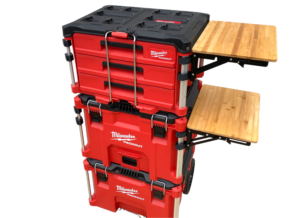Milwaukee Packout, Bamboo Folding / Detachable Table, Rail Caps & Table Included