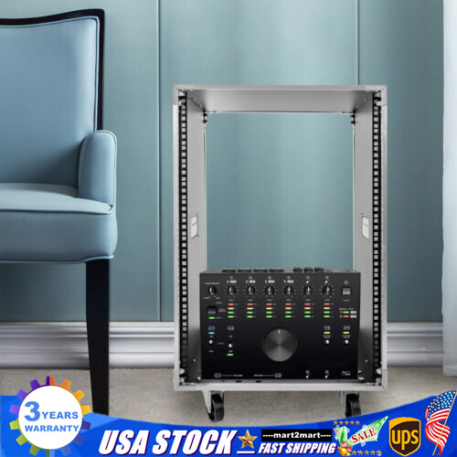 16U Server Rack Open Frame Rolling Network Data Rack 19 inch With Casters 4 Post