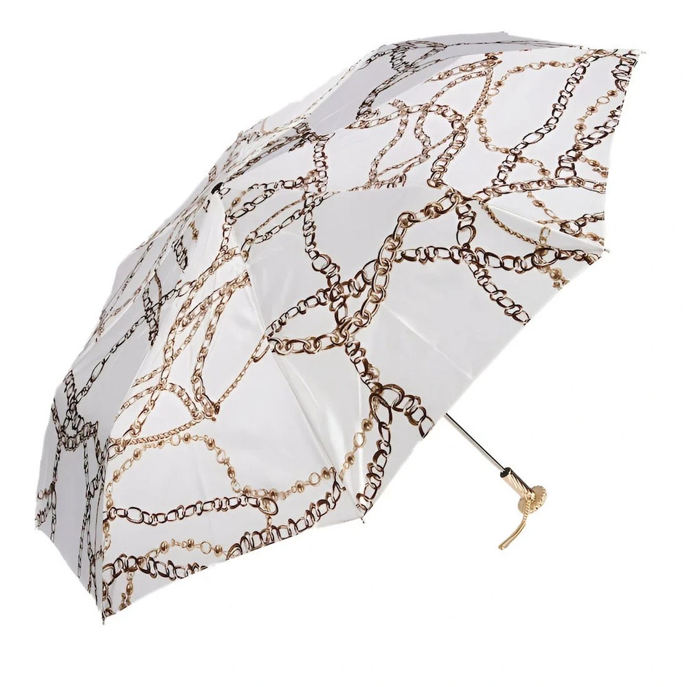 Pasotti Chains Print White Folding Umbrella