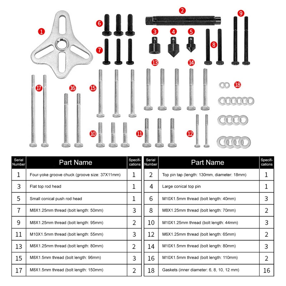46Pc Harmonic Balancer Gear Puller Steering Wheel Kit with Case