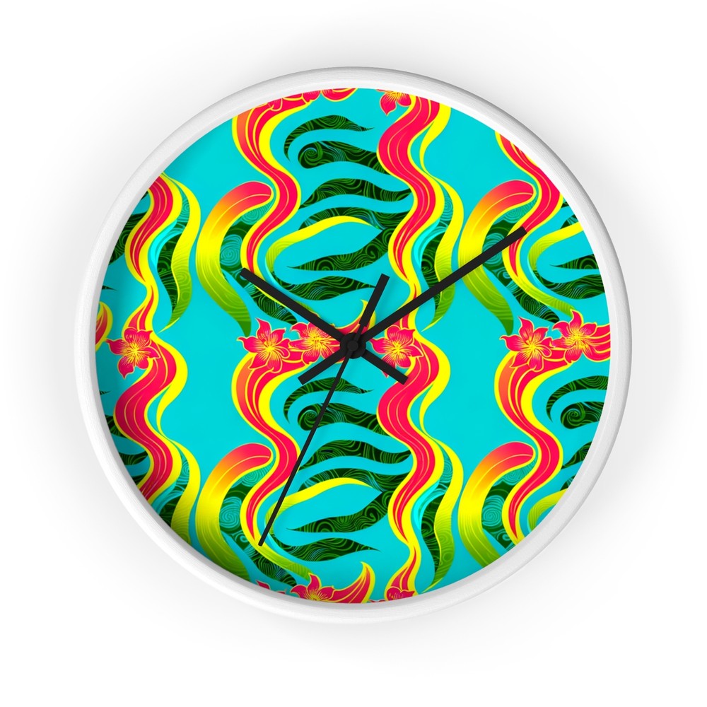 Home Decor Wall Clock Tropical Abstract Wave Pattern Modern Beach Home