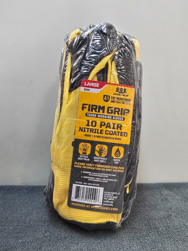 Firm Grip Large Nitrile Coated Work Gloves (10 Pack)